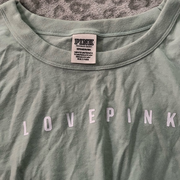 long sleeve PINK light teal ish blue shirt - Picture 2 of 2